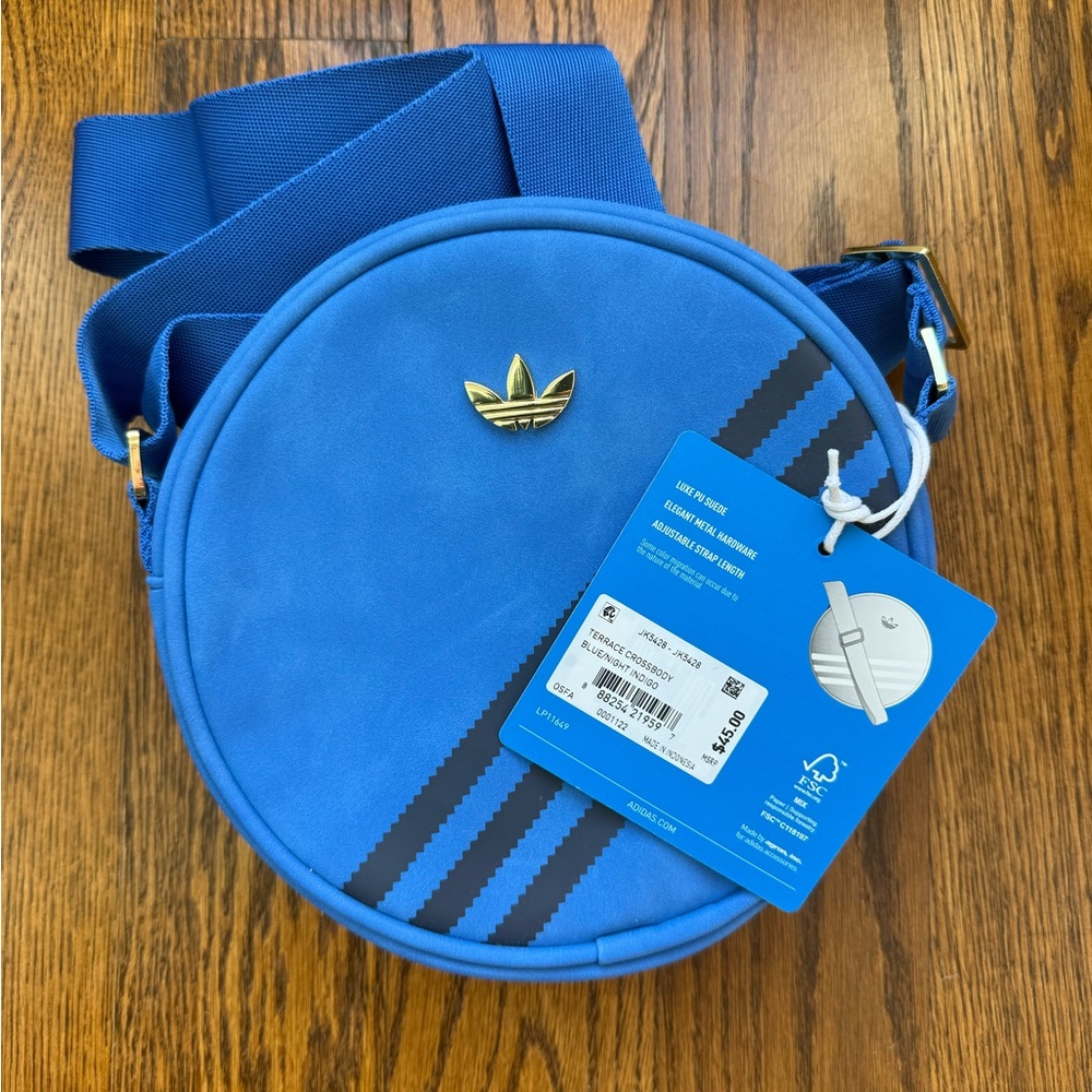 Adidas Blue Belt Bag with Gold Logo